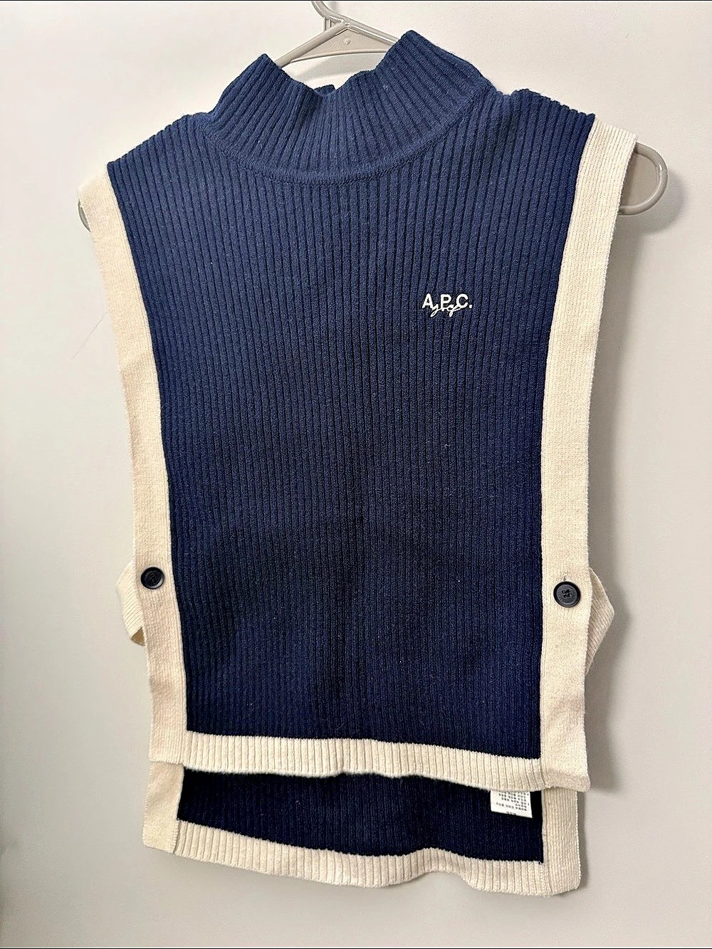 A.P.C. Ribbed Sweater Vest in Blue & White Like New